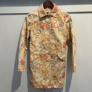 Ann Taylor Loft Jacket Womens XS Petite Floral Print Spring Coat Pockets Buttons